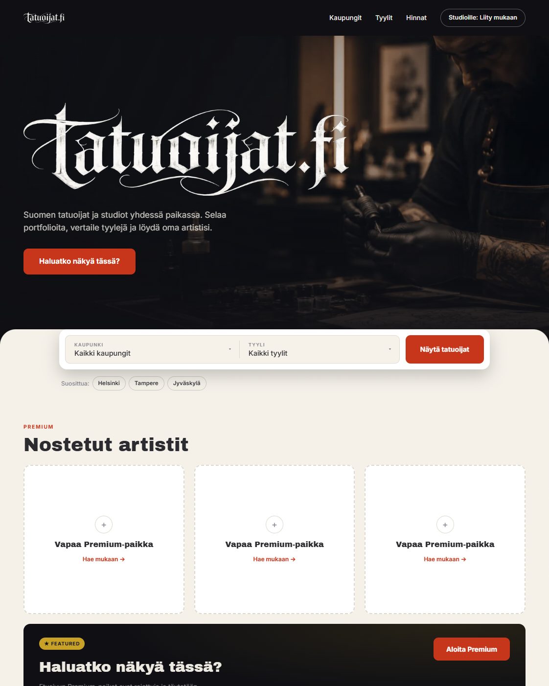 Tatuoijat.fi - katalog över Finlands tatuerare